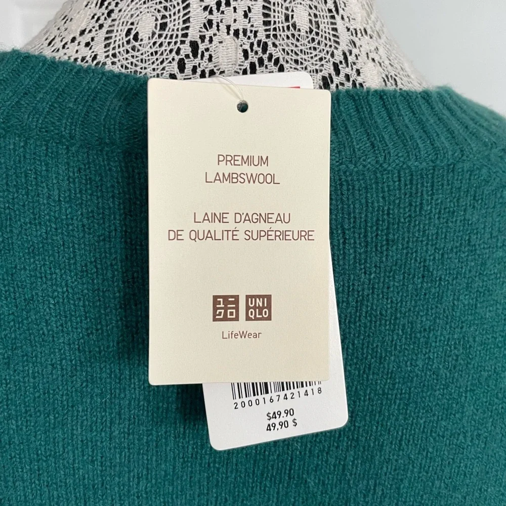 🍀 NWT 💯 Premium Lambswool UniQlo Crew Neck Knit Sweater. XL - Picture 4 of 6